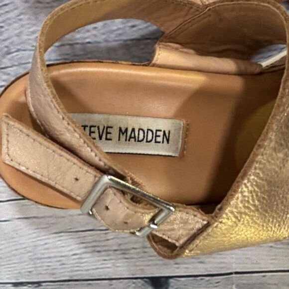 STEVE MADDEN Brenda Rose Gold Platform Ankle Strap Buckle Slingback Sandal 9 - Picture 5 of 8